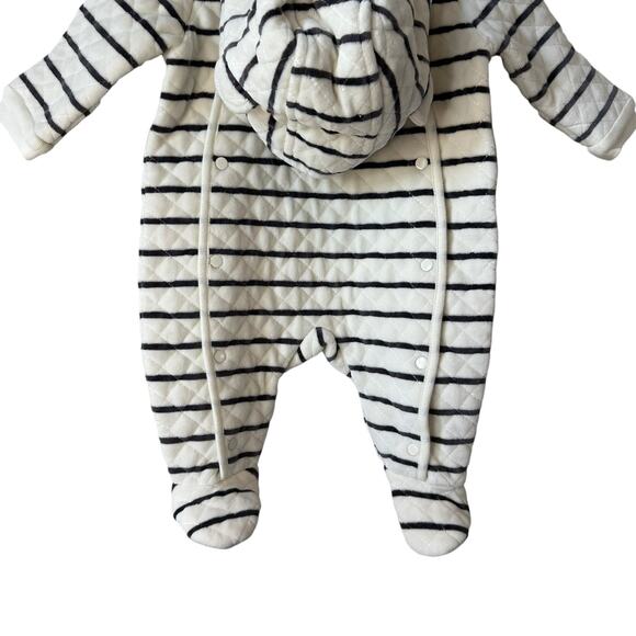 New Nordstrom Baby Hooded Bunting Striped Ivory Egret Size 3 Months - Picture 4 of 8